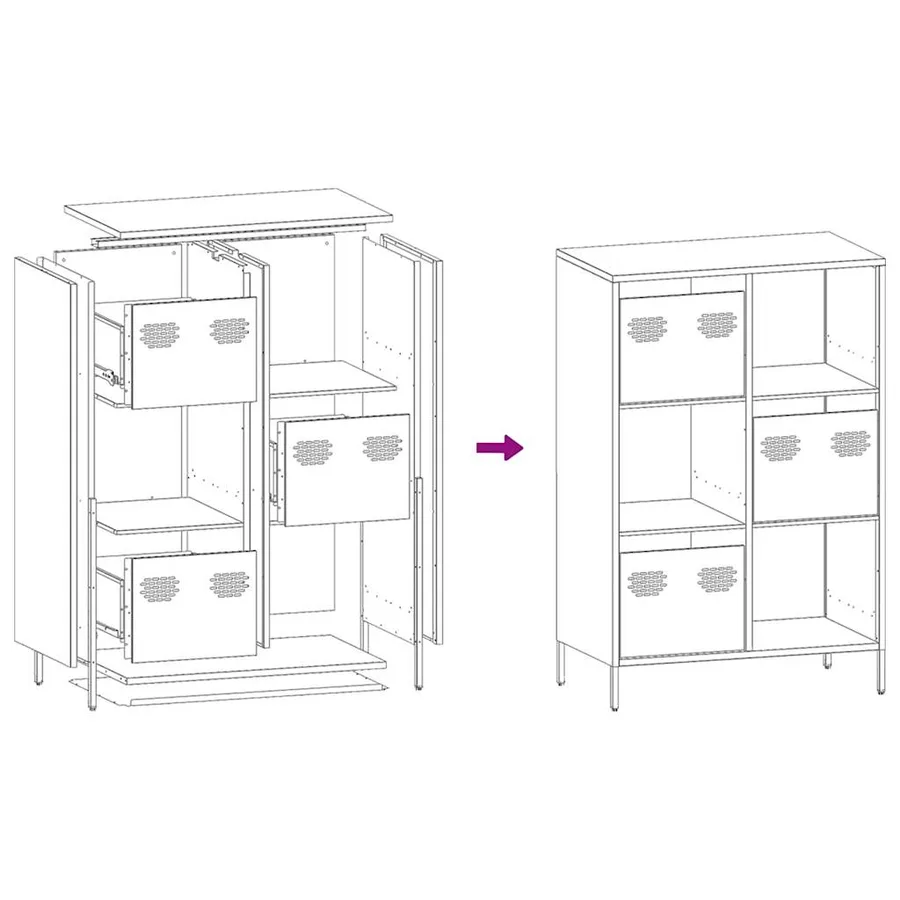Buffet haut blanc 68x39x103,5 cm acier - 12