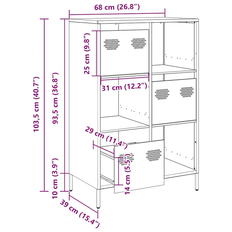 Buffet haut blanc 68x39x103,5 cm acier - 14