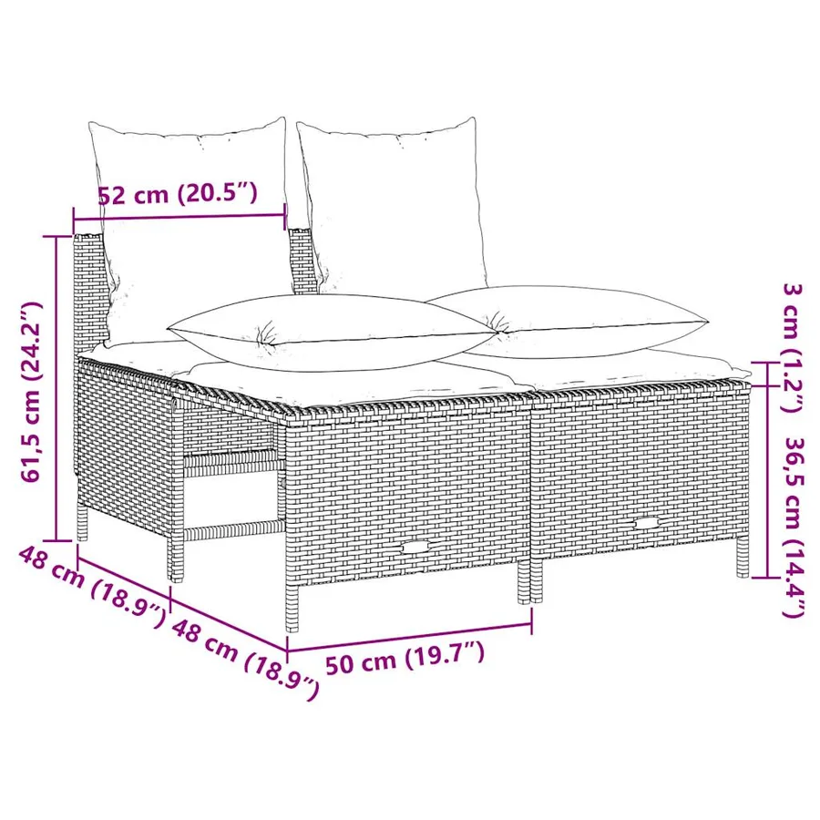 Ensemble de canapé de jardin 4 pcs avec coussins gris résine tressée - 7