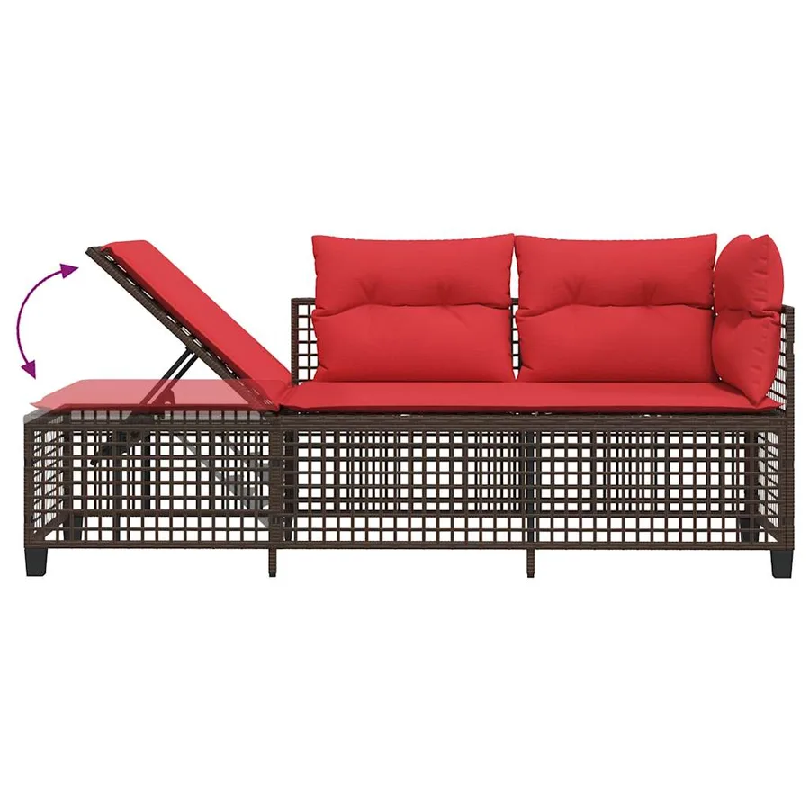Ensemble de canapé d'angle de jardin 3 pcs avec coussins marron résine tressée - 10