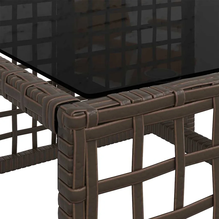 Ensemble de canapé d'angle de jardin 3 pcs avec coussins marron résine tressée - 13