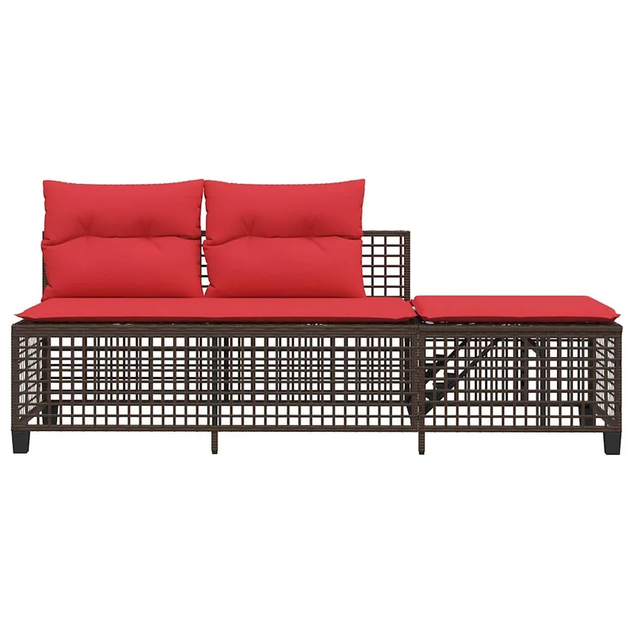 Ensemble de canapé d'angle de jardin 3 pcs avec coussins marron résine tressée - 7