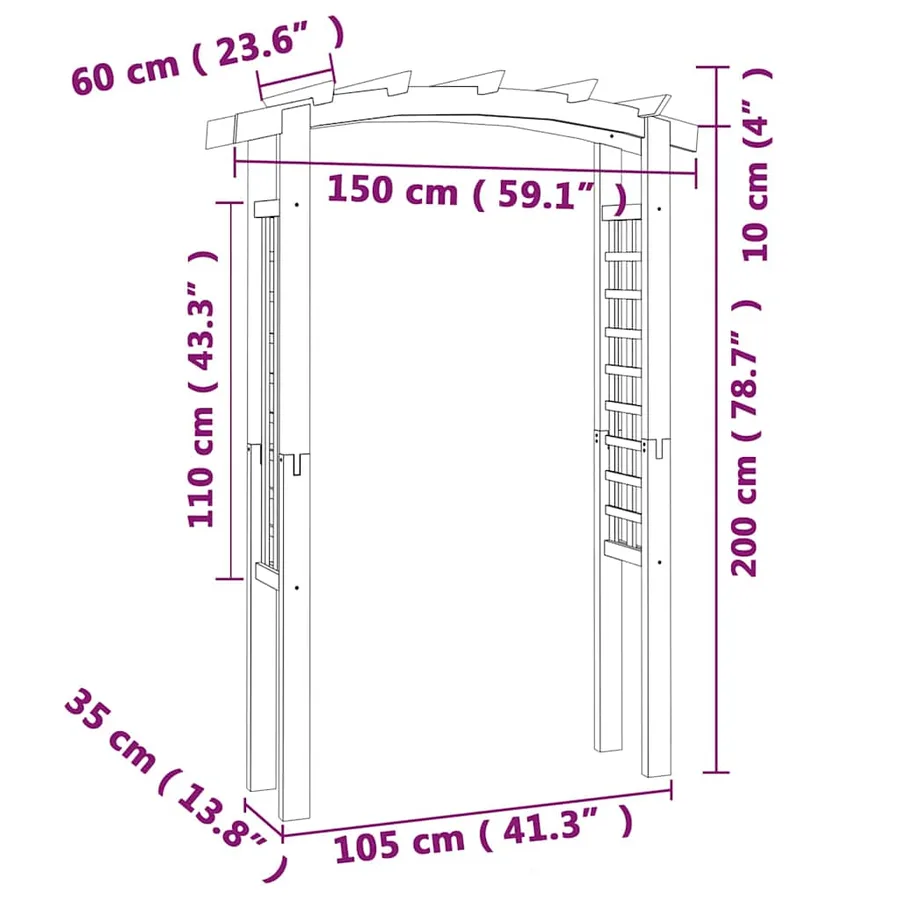 Voûte en treillis 150x60x210 cm Bois - 7