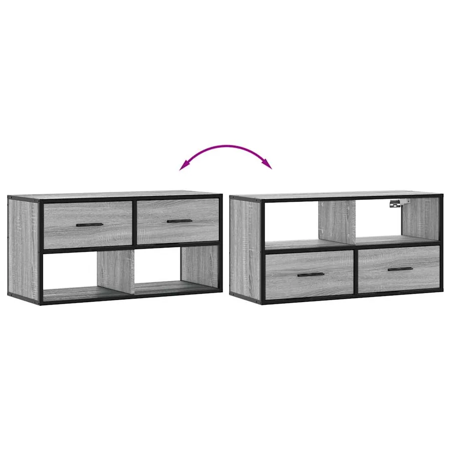 Meuble TV sonoma gris 80x31x39,5 cm bois d'ingénierie et métal - 7