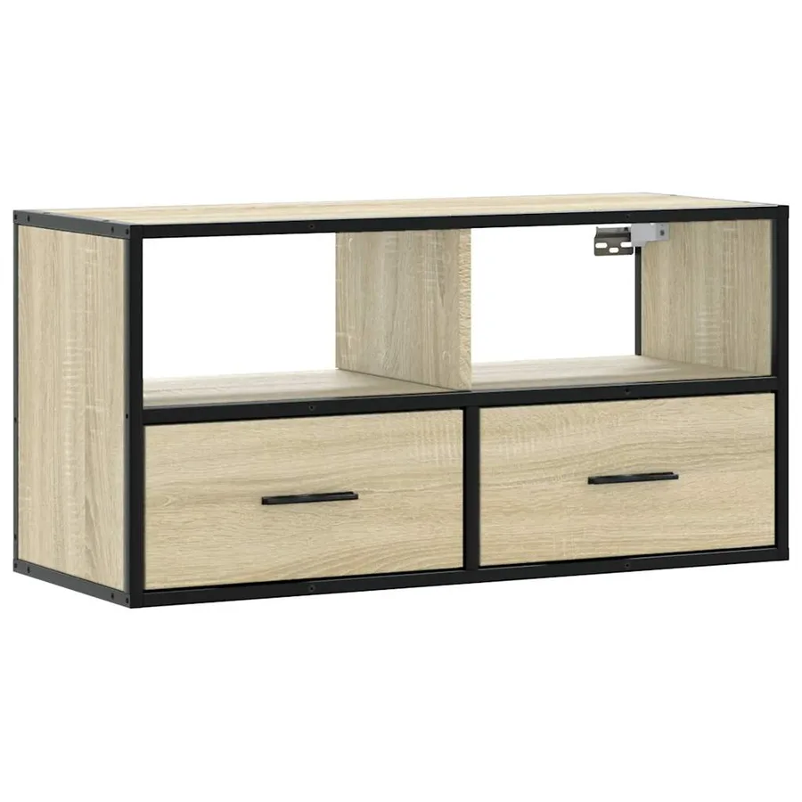 Meuble TV chêne sonoma 80x31x39,5 cm bois d'ingénierie et métal - 2