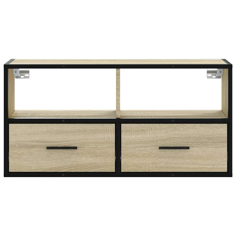 Meuble TV chêne sonoma 80x31x39,5 cm bois d'ingénierie et métal - 4