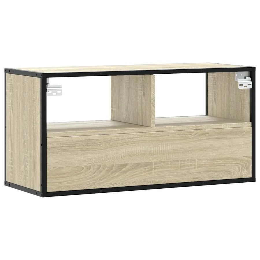 Meuble TV chêne sonoma 80x31x39,5 cm bois d'ingénierie et métal - 6