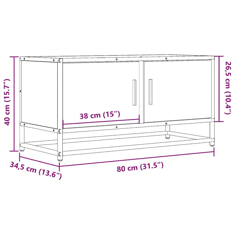 Meuble TV chêne sonoma 80x34,5x40 cm bois d'ingénierie et métal - 10