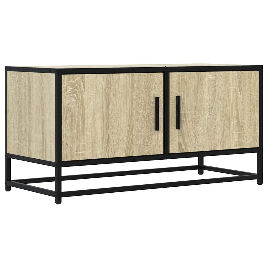 Meuble TV chêne sonoma 80x34,5x40 cm bois d'ingénierie et métal - 2