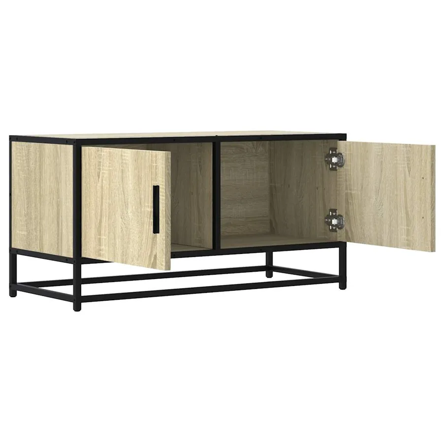 Meuble TV chêne sonoma 80x34,5x40 cm bois d'ingénierie et métal - 7