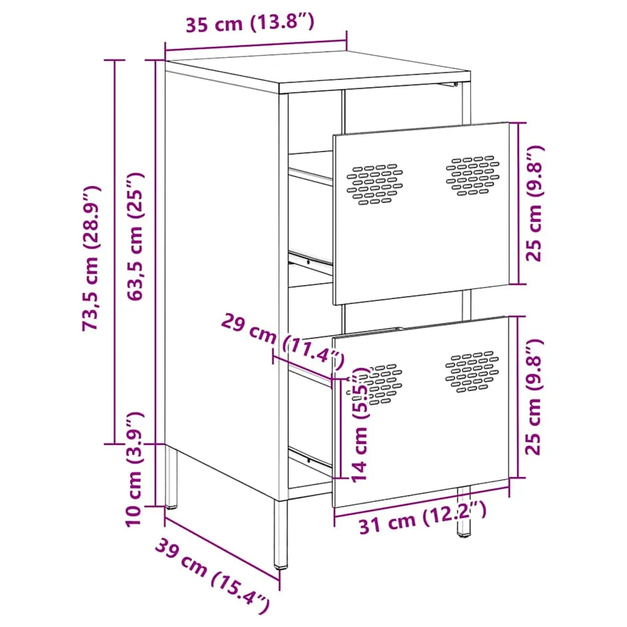 Buffet jaune moutarde 35x39x73,5 cm acier laminé à froid - 13