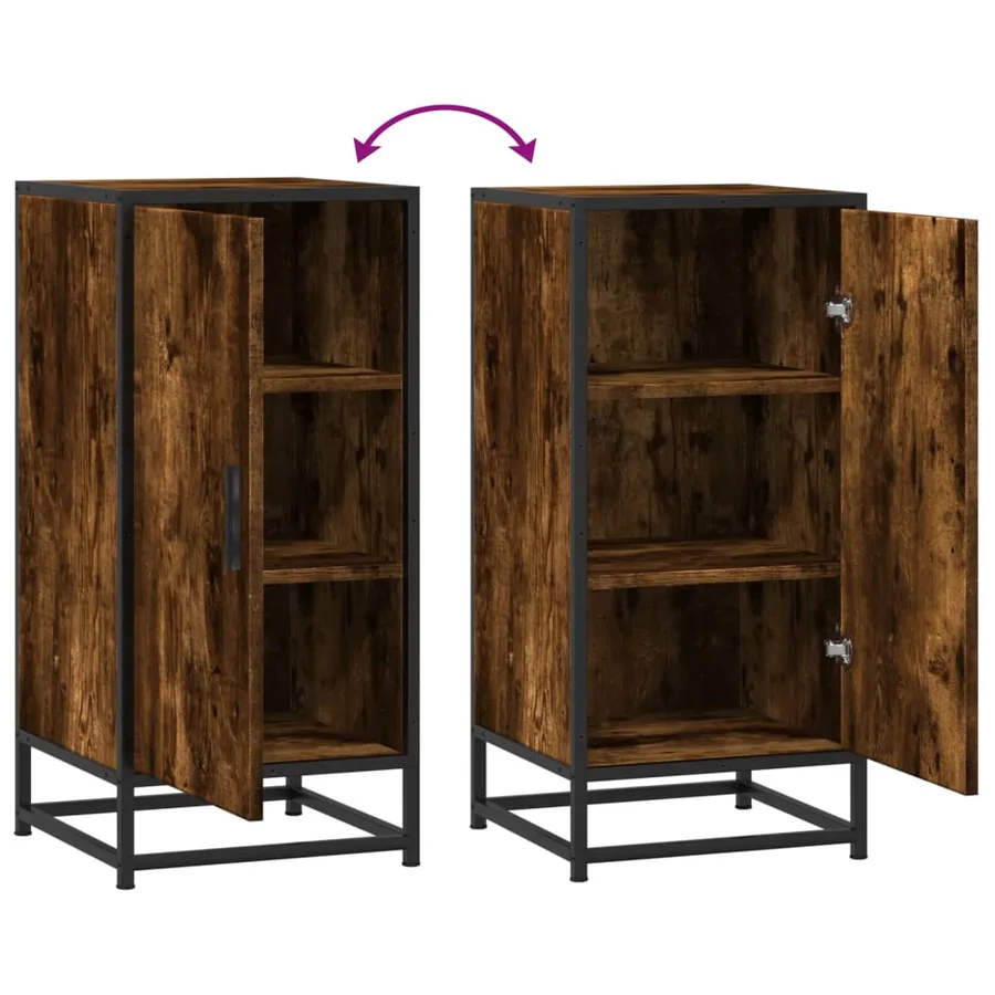Buffet chêne fumé 35,5x35x76 cm bois d'ingénierie et métal - 8