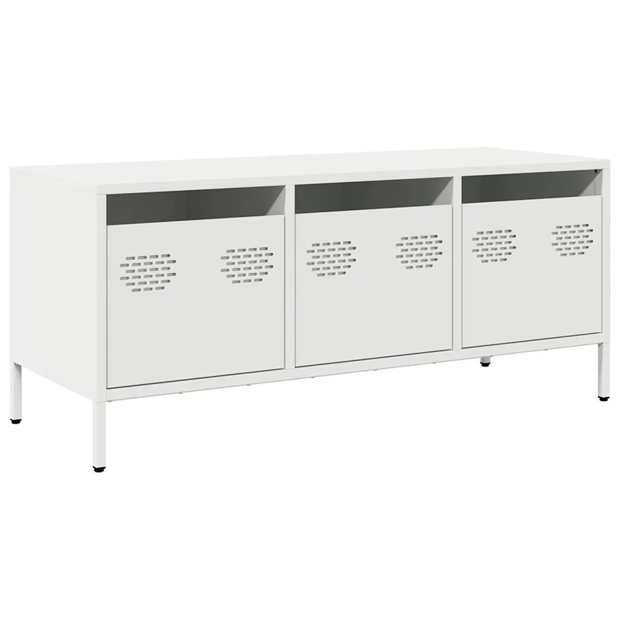 Meuble TV blanc 101,5x39x43,5 cm acier laminé à froid - 2
