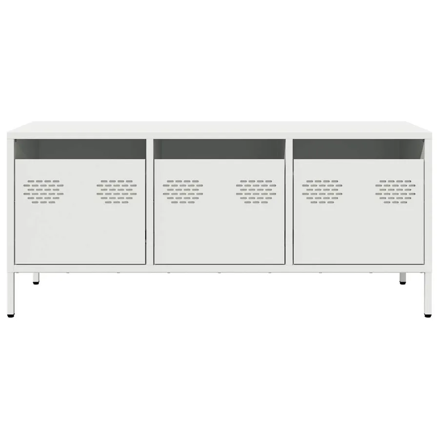 Meuble TV blanc 101,5x39x43,5 cm acier laminé à froid - 4