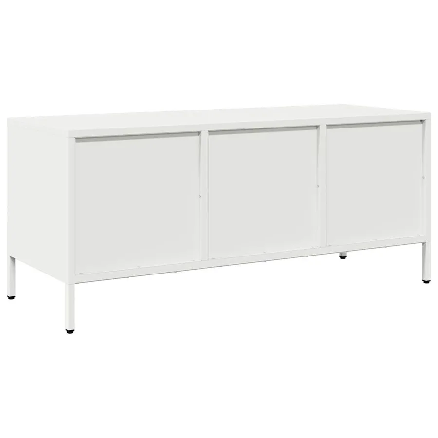 Meuble TV blanc 101,5x39x43,5 cm acier laminé à froid - 7