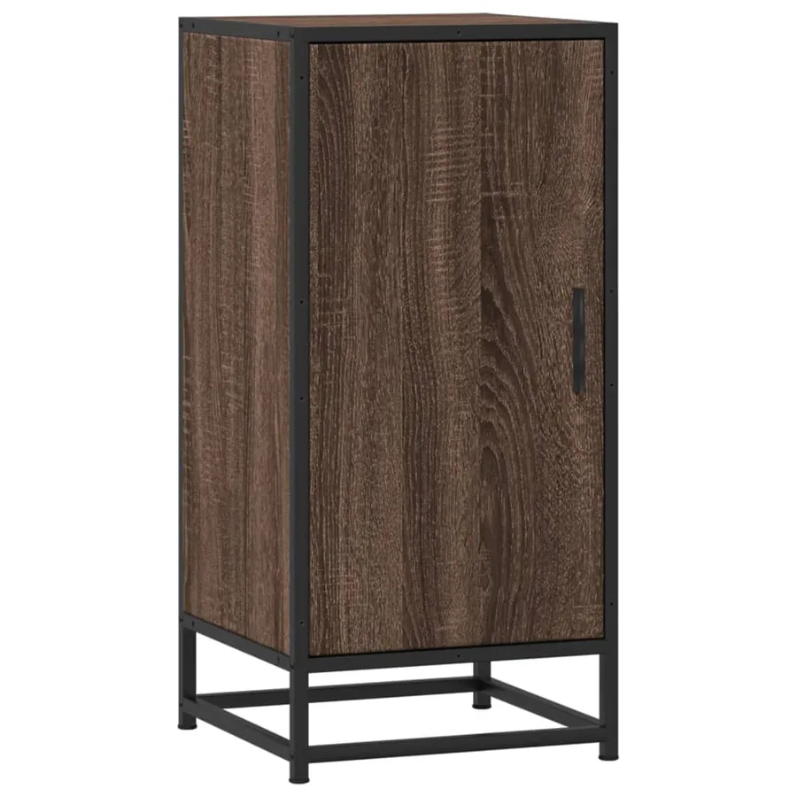 Buffet chêne marron 35,5x35x76 cm bois d'ingénierie et métal - 2