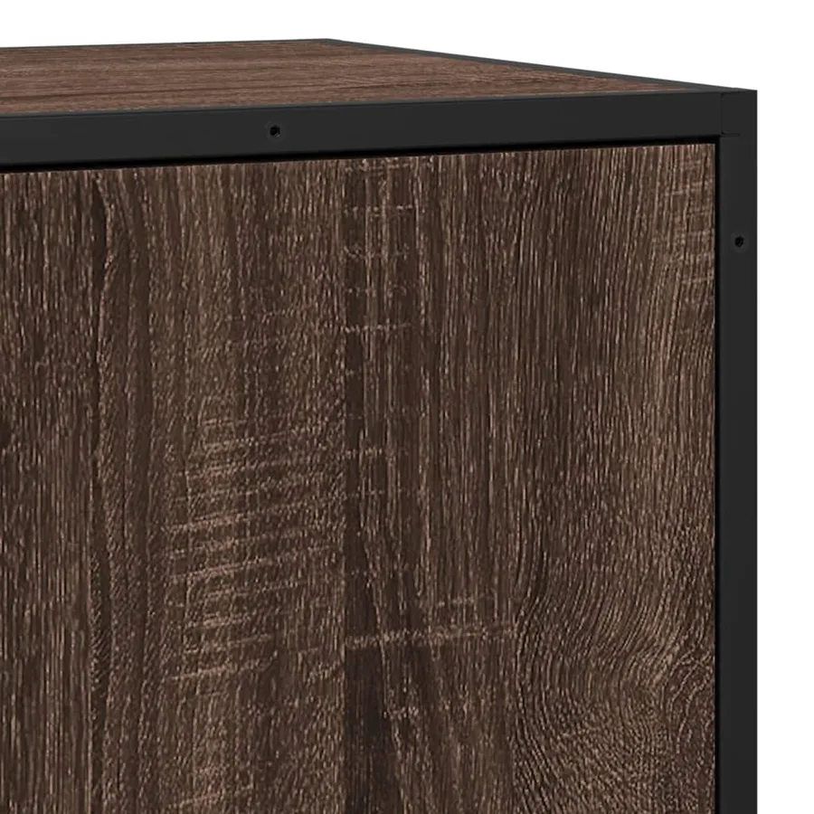 Buffet chêne marron 35,5x35x76 cm bois d'ingénierie et métal - 9