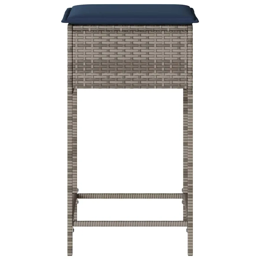 Tabourets de bar de jardin avec coussins lot de 2 gris résine tressée - 5