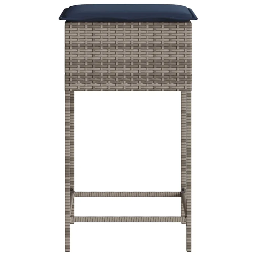 Tabourets de bar de jardin avec coussins lot de 2 gris résine tressée - 6