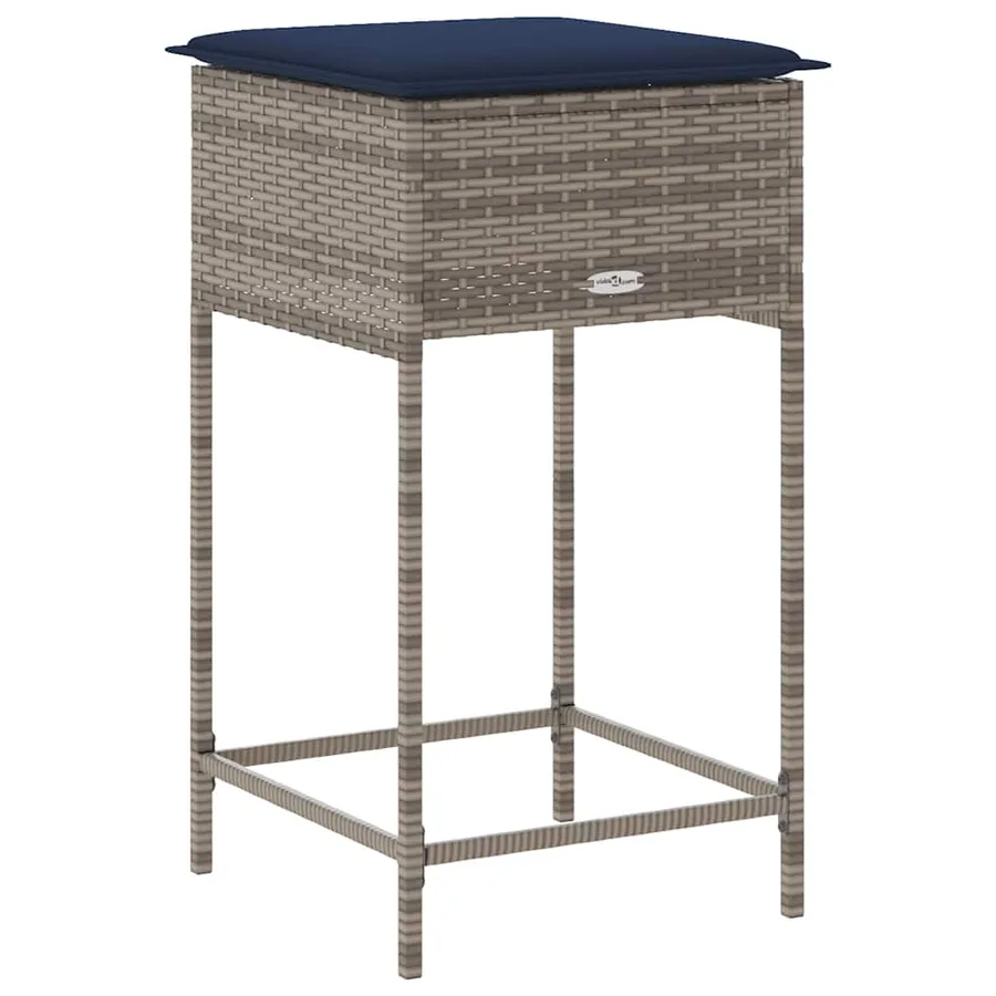 Tabourets de bar de jardin avec coussins lot de 2 gris résine tressée - 7