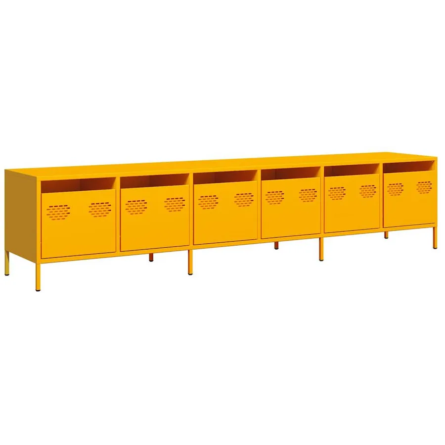 Meuble TV jaune moutarde 202x39x43,5 cm acier laminé à froid - 2