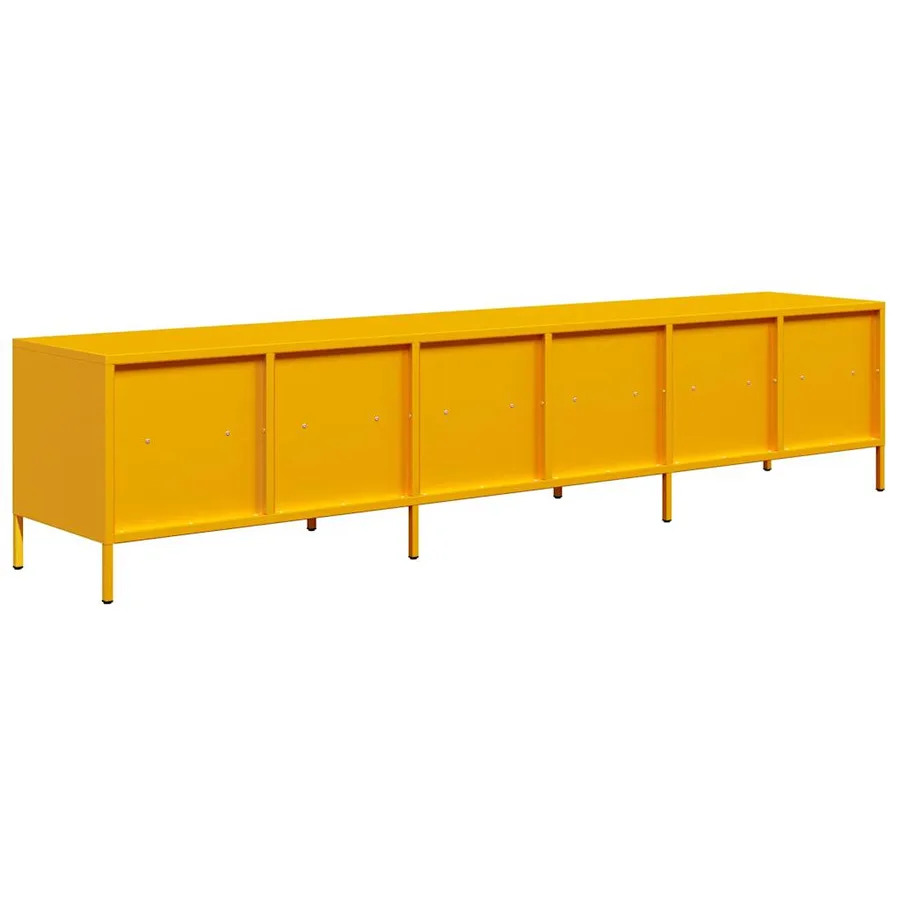 Meuble TV jaune moutarde 202x39x43,5 cm acier laminé à froid - 7