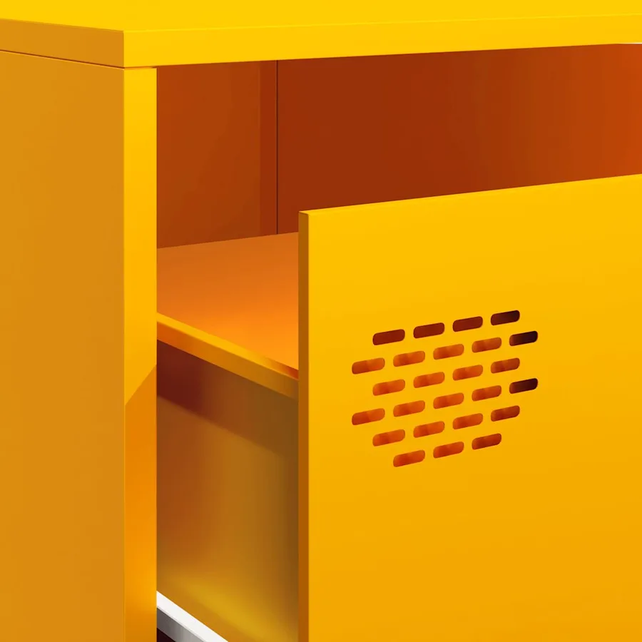 Meuble TV jaune moutarde 202x39x43,5 cm acier laminé à froid - 9