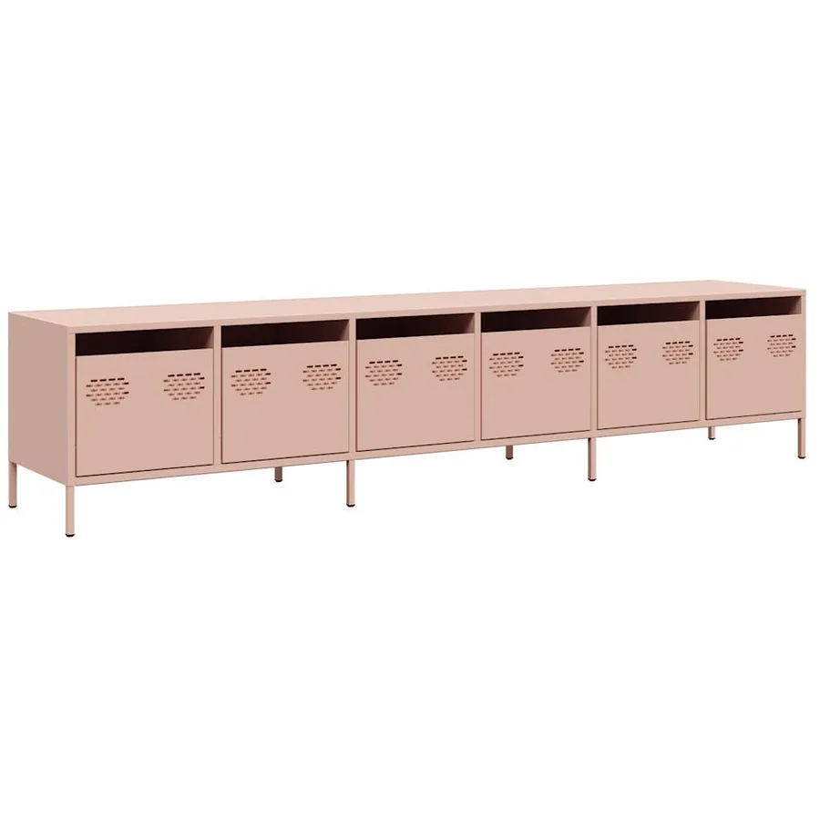 Meuble TV rose 202x39x43,5 cm acier laminé à froid - 2
