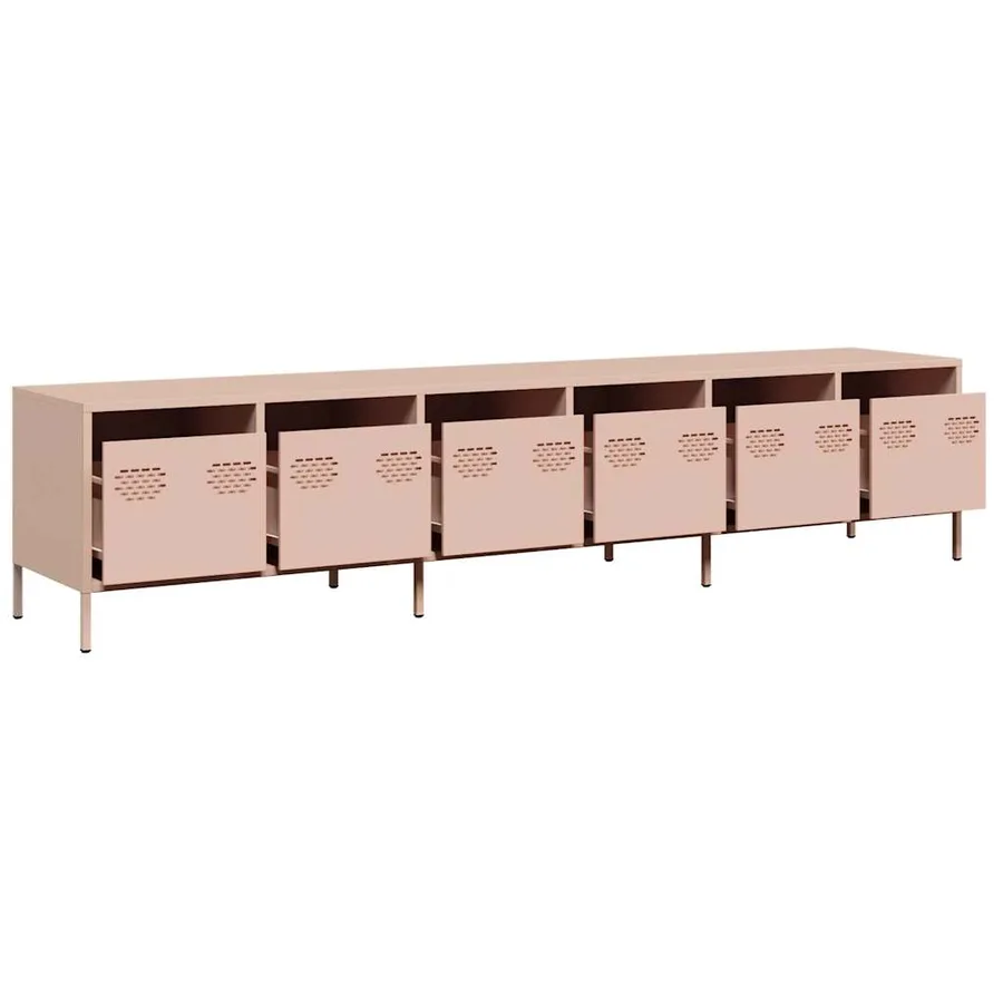 Meuble TV rose 202x39x43,5 cm acier laminé à froid - 4