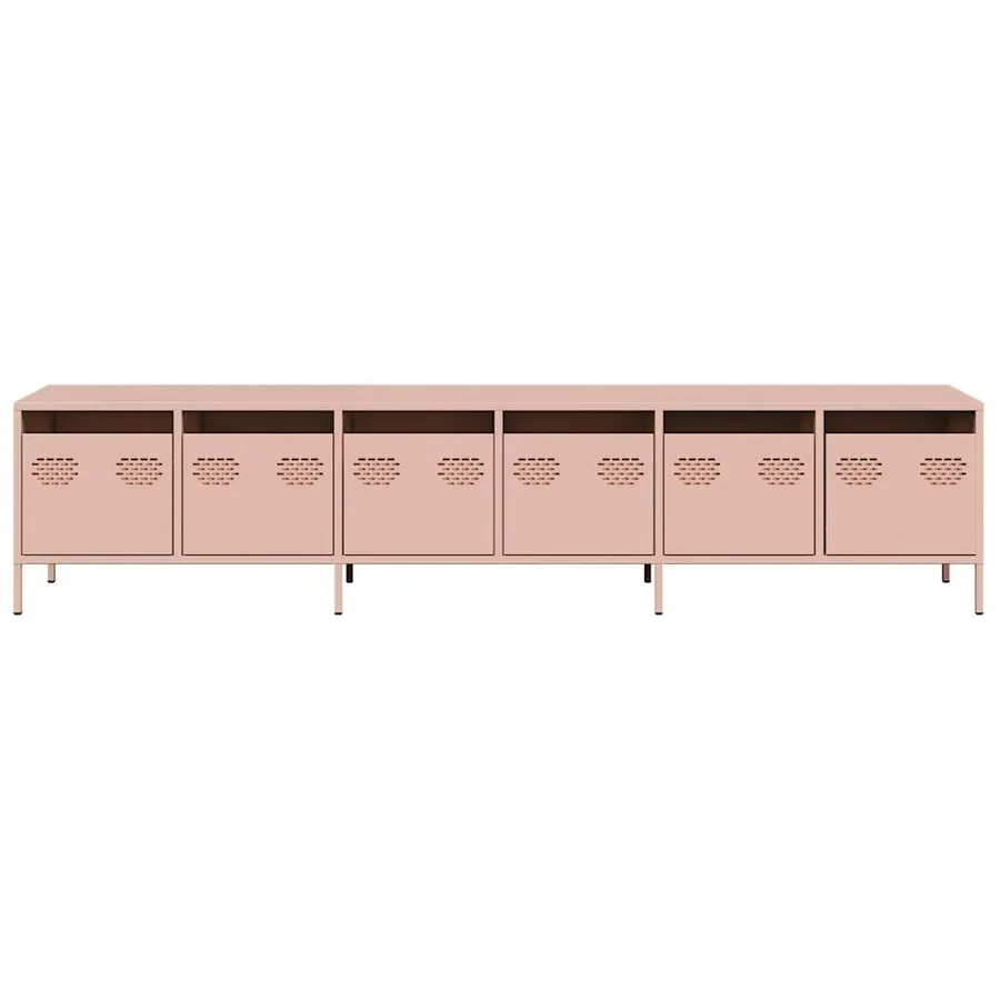 Meuble TV rose 202x39x43,5 cm acier laminé à froid - 5