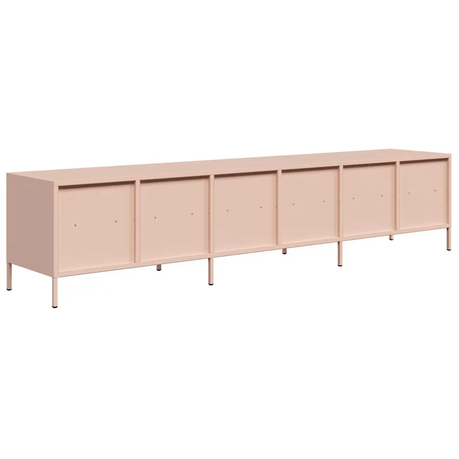 Meuble TV rose 202x39x43,5 cm acier laminé à froid - 7