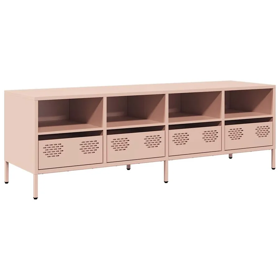 Meuble TV rose 135x39x43,5 cm acier laminé à froid - 2