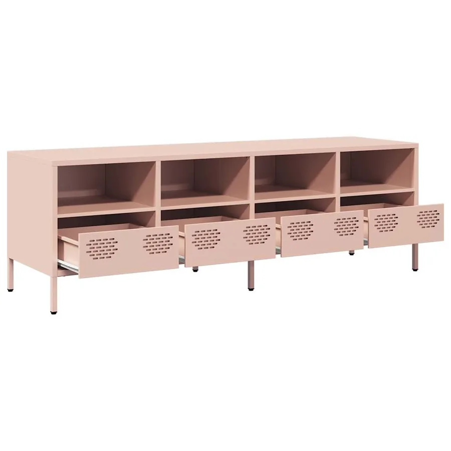 Meuble TV rose 135x39x43,5 cm acier laminé à froid - 5