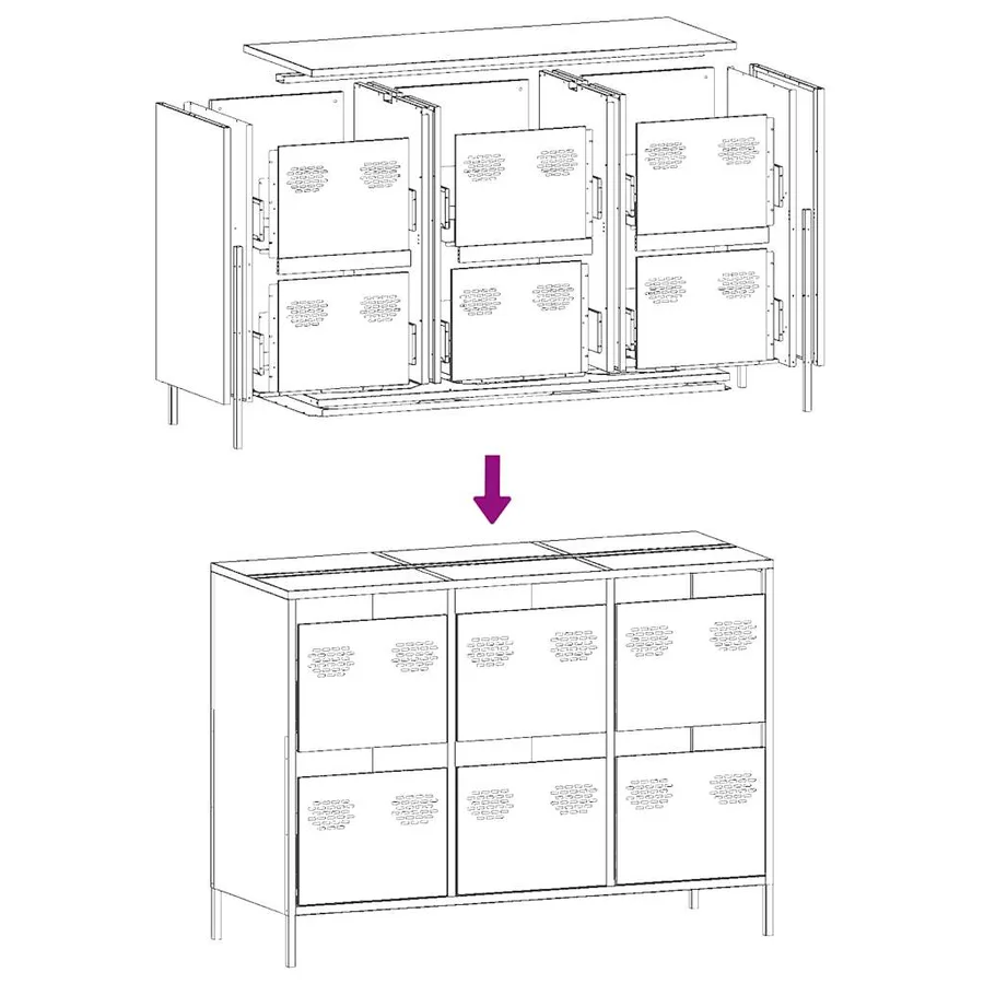 Buffet blanc 101,5x39x73,5 cm acier laminé à froid - 11
