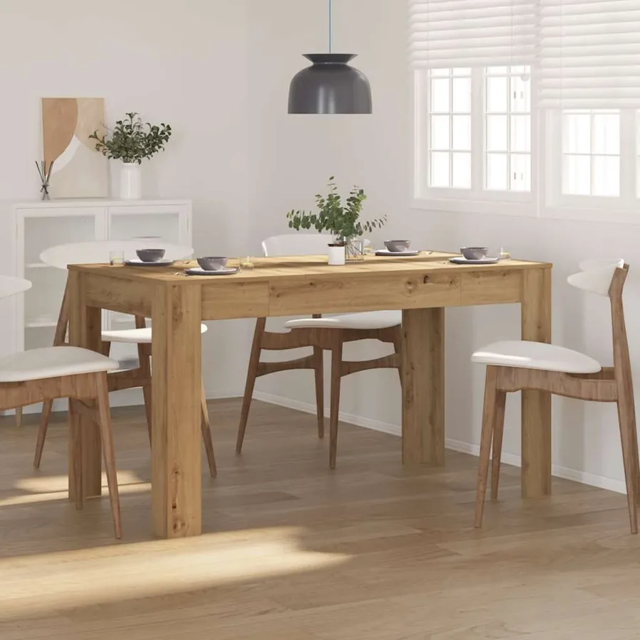Table à manger chêne artisanal 140x74,5x76 cm bois d'ingénierie
