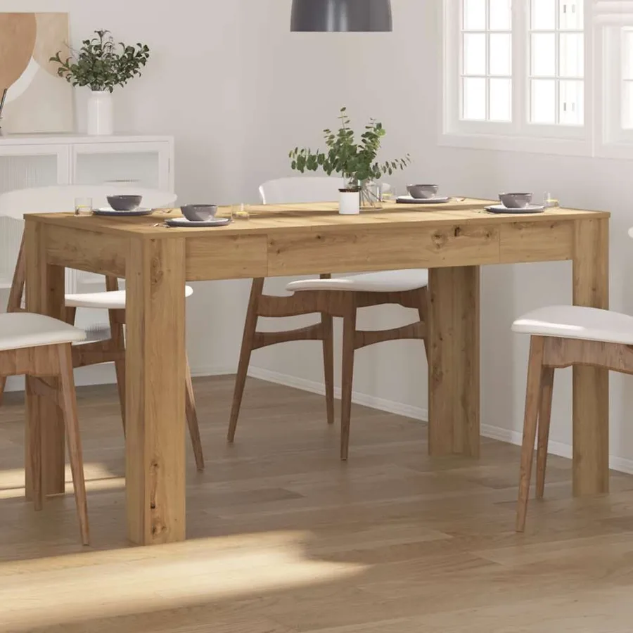 Table à manger chêne artisanal 140x74,5x76 cm bois d'ingénierie - 3