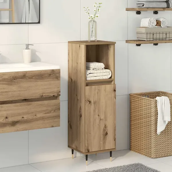 Armoire de salle de bain chêne artisanal 30x30x100 cm