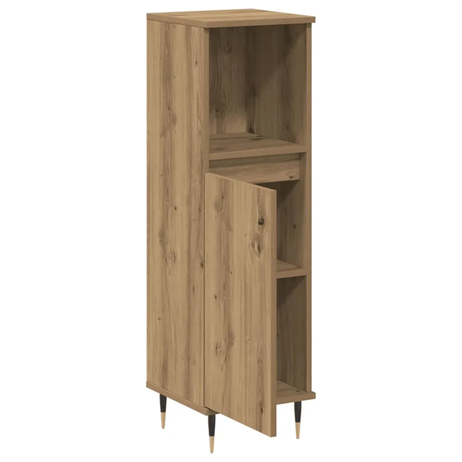 Armoire de salle de bain chêne artisanal 30x30x100 cm - 7