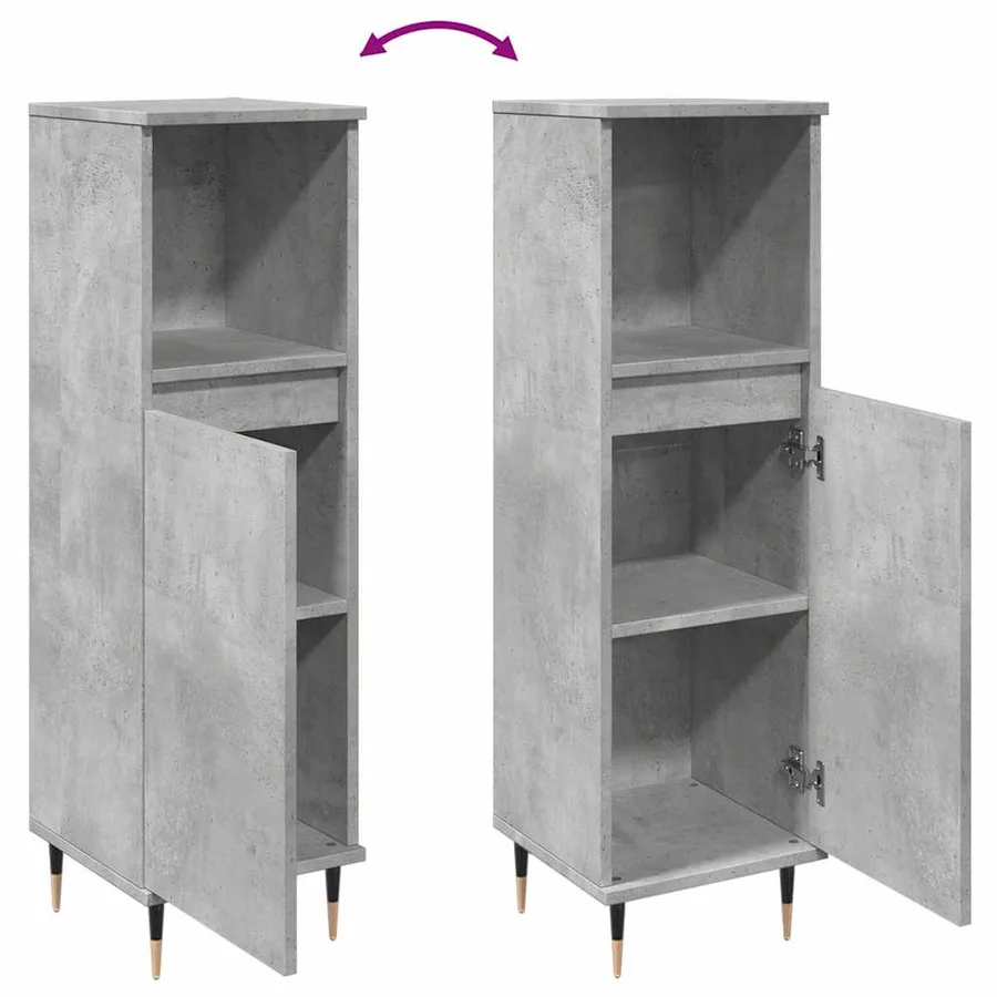 Armoire de salle de bain gris béton 30x30x100 cm - 8