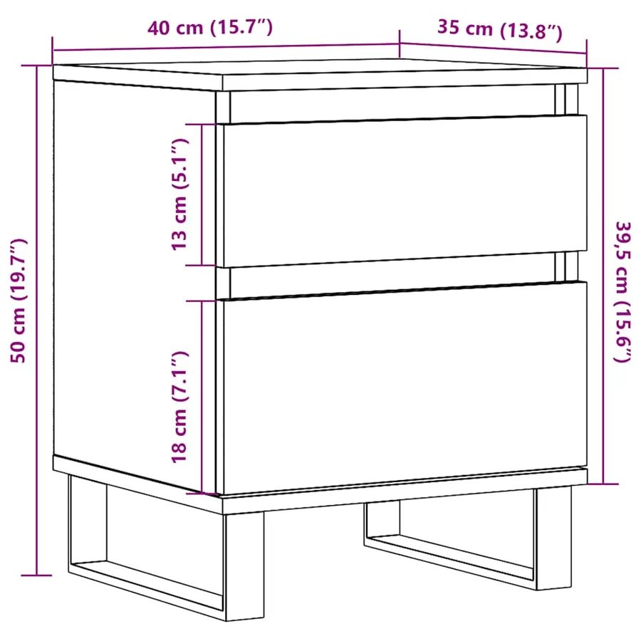 Tables de chevet 2 pcs chêne artisanal 40x35x50 cm - 12