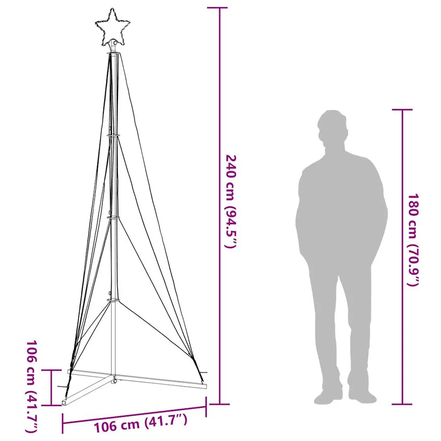 Sapin de Noël à LED 483 LED blanc froid 240 cm - 12