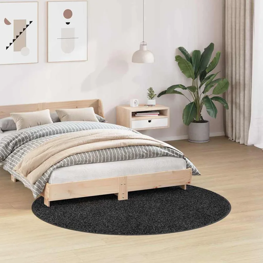Tapis Shaggy Anti-dérapant Gris foncé 160 x 160 cm PP - 3