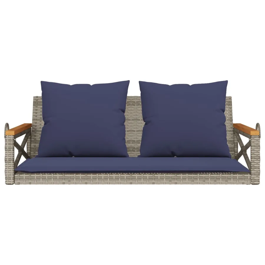 Balancelle avec coussins gris 109x62x40 cm résine tressée - 4
