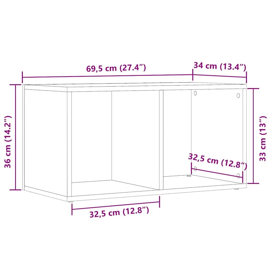 Boîtes de rangement LP vieux bois 69,5x34x36 cm bois ingénierie - 10