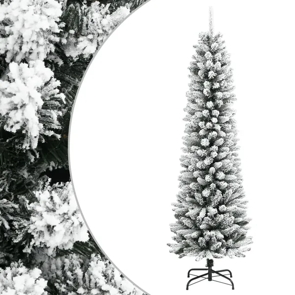 Sapin de Noël artificiel mince avec neige floquée 120 cm PVC/PE