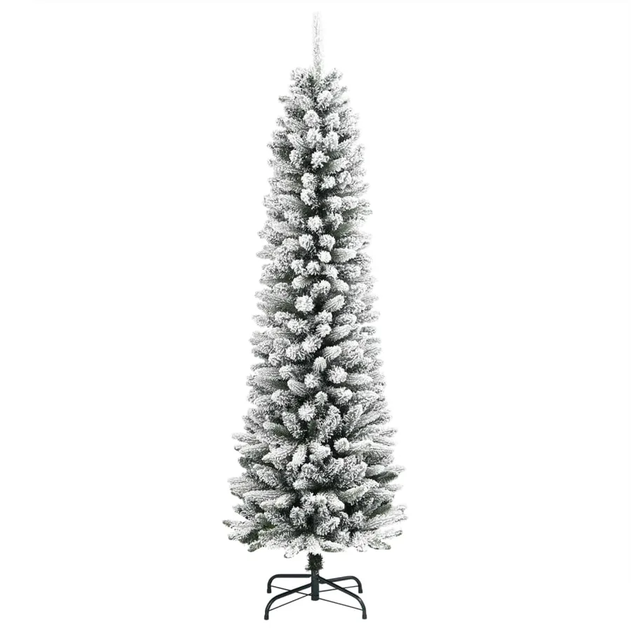 Sapin de Noël artificiel mince avec neige floquée 120 cm PVC/PE - 2