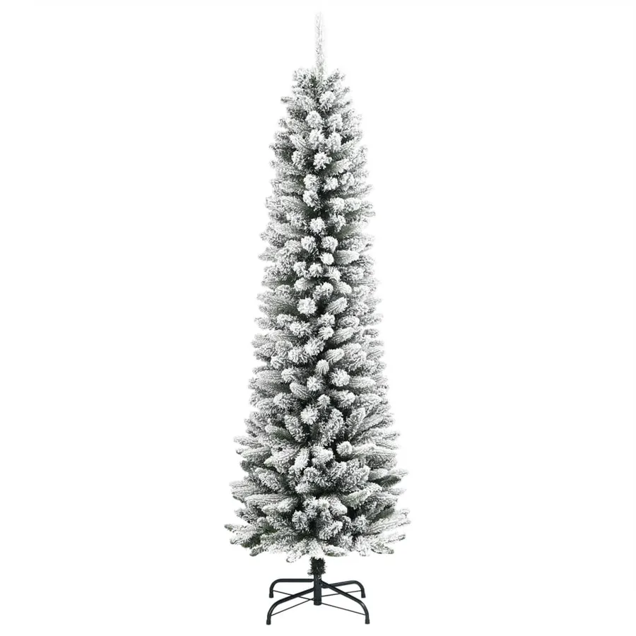 Sapin de Noël artificiel mince avec neige floquée 180 cm PVC/PE - 2