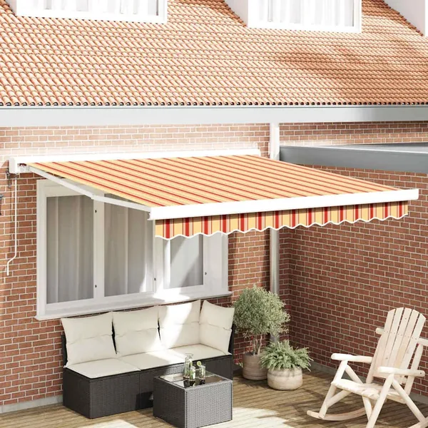 Auvent rétractable Jaune et Orange 300 x 250 cm Tissu et Métal