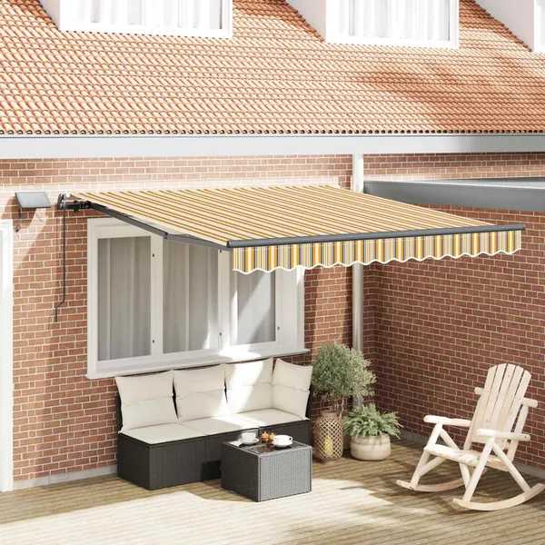 Auvent rétractable Multicolore 350 x 250 cm Tissu et Aluminium