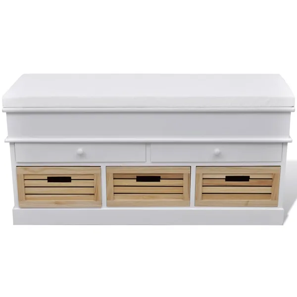 Banc d'entrée et de rangement avec coussin 2 tiroirs Blanc